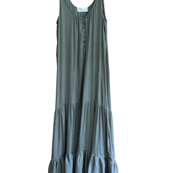 A.L.C. Womens dress olive green size Small Flowy tiered peasant Cottage casual - Picture 1 of 10